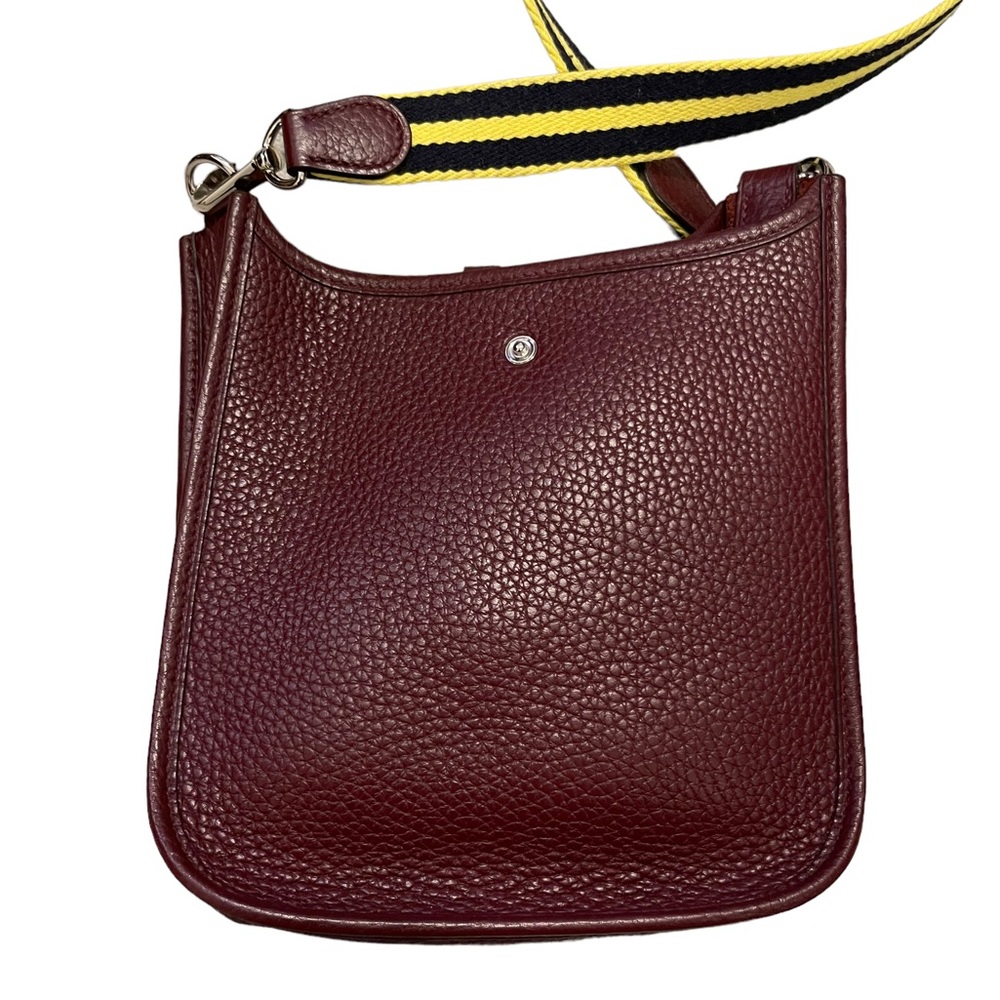 Hermes Mini Raisin Clemence Leather Evelyne Shoulder Bag - Picture 4 of 6